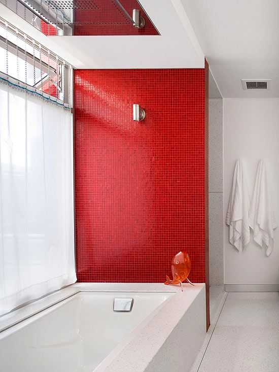 20+ Beautiful Bathrooms That Aren't Afraid of Color | Bathroom red .