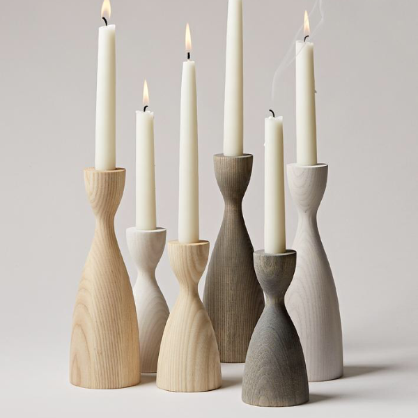Farmhouse Pottery Wooden Candlesticks - Hops Petun