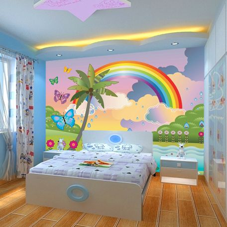 New Large murals can be customized cartoon children room rainbow .