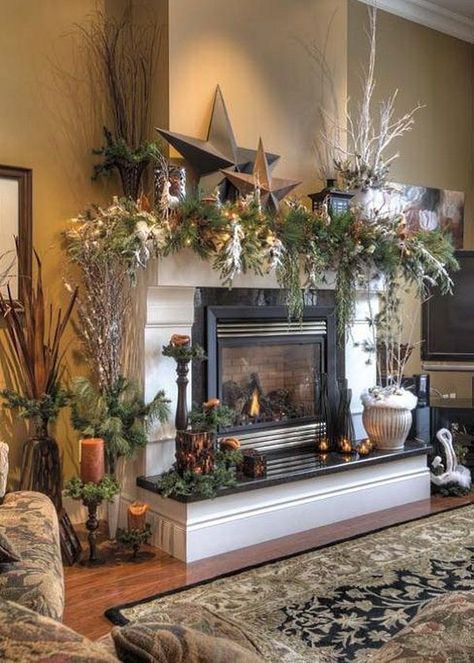 pinterest christmas decorating ideas | Winter Fireplace Mante .