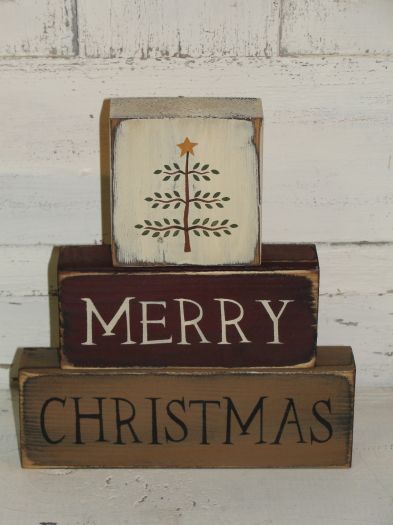 Merry Christmas Wood Block set | Christmas wood crafts, Christmas .