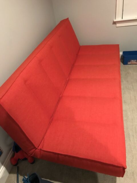 CB2 Flex Orange Sleeper Sofa Comfortable Futon for sale onli