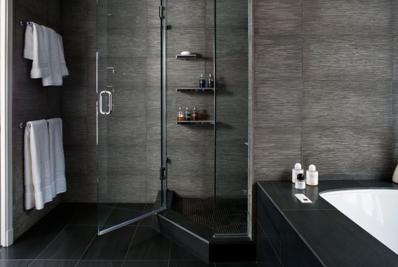 shower area of Contemporary Bathroom with Natural Elements - The .