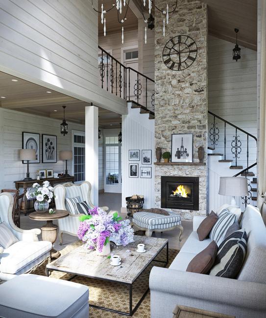 Comfortable Family Home Design, Cottage Decor in Neutral Colors .