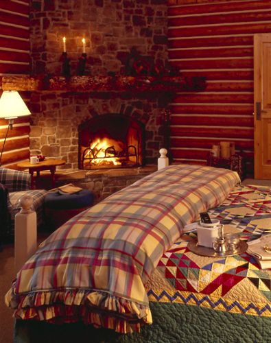 cabin bedroom | Cabin bedroom, Cabin style, Cozy firepla