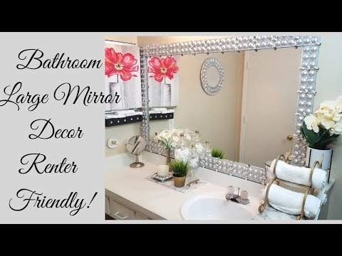Diy Renter Friendly Large Bathroom Mirror Design! - YouTu