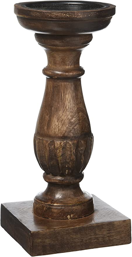 Amazon.com: SouvNear 9 Inch Wooden Pillar Candle Holder Rustic .
