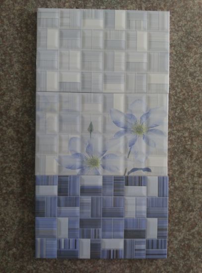 China Elegant Blue Color Line Texture Mosaic Pattern Look Ceramic .