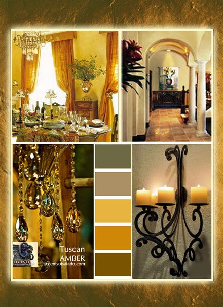 Shades of golden amber are perfect Tuscan decorating colors .