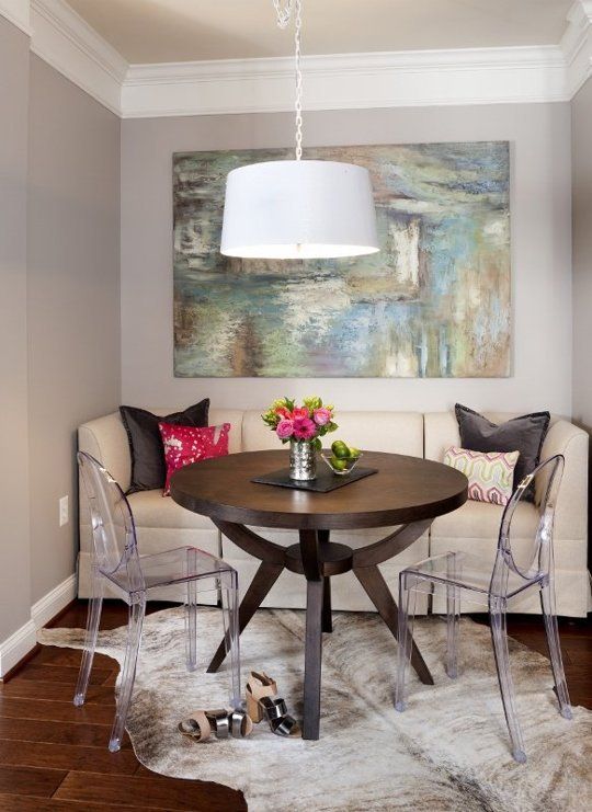 A Couple's Graphic & Cool Small Space Condo | Small dining room .