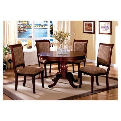5pc BielsburgRound Pedestal Dining Table Set Red - IoHOMES : Targ