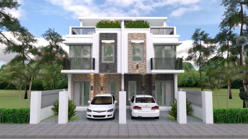 Duplex House Design with 3 Bedrooms - Cool House Concep