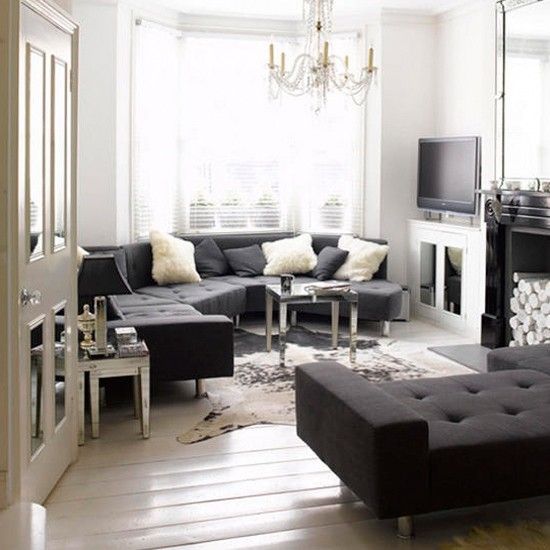 Elegant monochrome living room in 2020 | Black, white living room .