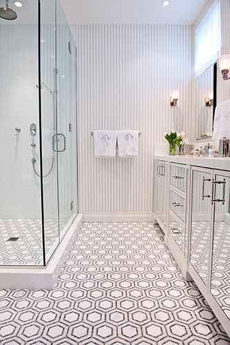 Geometric bathroom floor tile | Bathroom interior design .