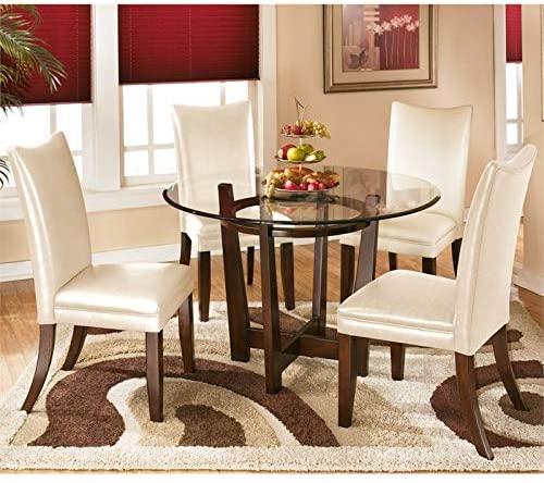 Amazon.com: Ashley Furniture Charrell 5 Piece Glass Round Dining .
