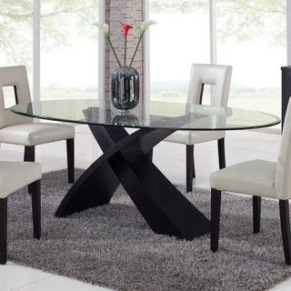 Global Furniture Exclaim Oval Glass Dining Table - modern - dining .