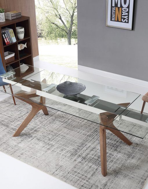 The Bridge: Clear Glass Rectangular Extendable Table in 2020 .