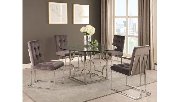 Orchid Modern Round Glass Dining Table S