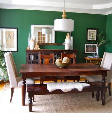Emerald Green Dining Room - contemporary - dining room .