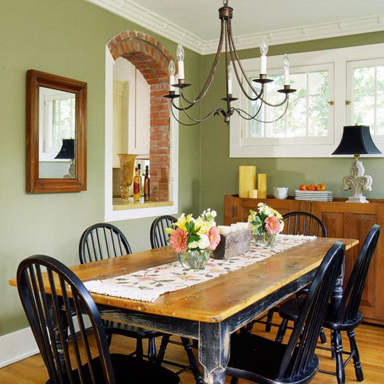How to Decorate with Green | Green dining room, Sage green walls .
