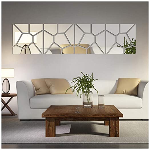 Amazon.com: Multi-Pieces=4 Squares Modern Design DIY Mirror Effect .
