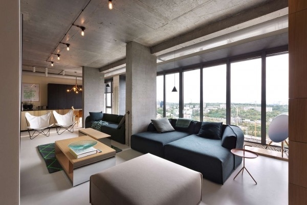 Modern penthouse design – a masculine interior in industrial sty