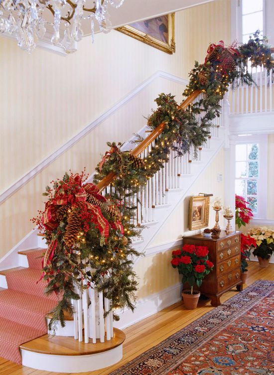20 Lovely Christmas Decoration Ideas | Christmas staircase decor .
