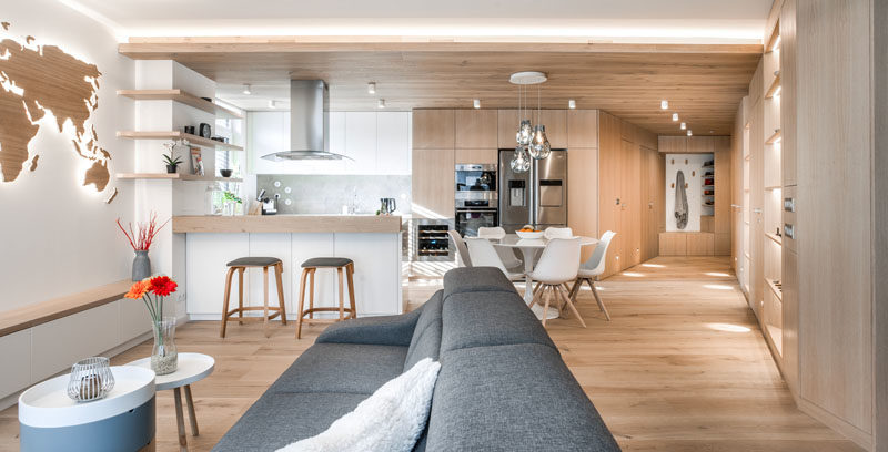The Interior Of This Apartment Is Filled With Wood To Create A .