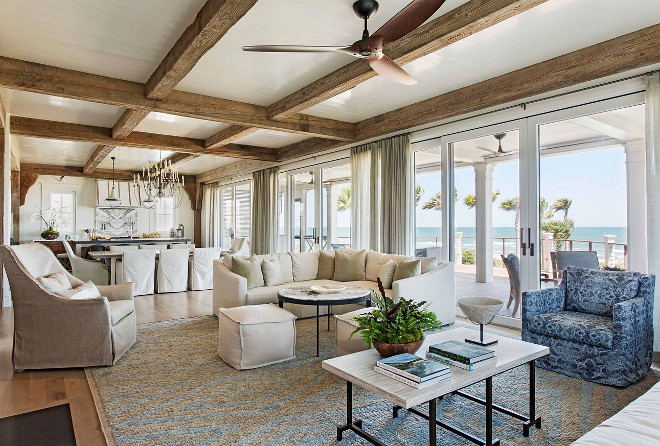 Beach House with Rustic Coastal Interiors - Home Bunch Interior .