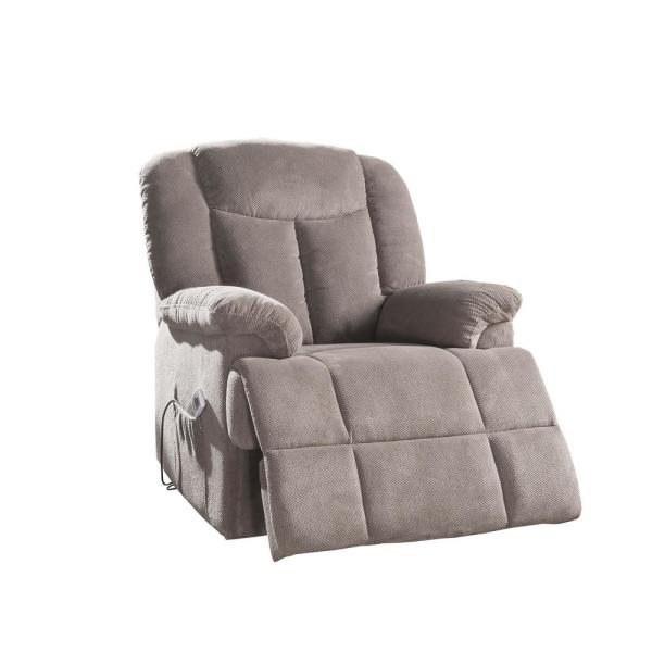 Acme Furniture Ixia Light Brown Fabric Recliner with Power Lift .