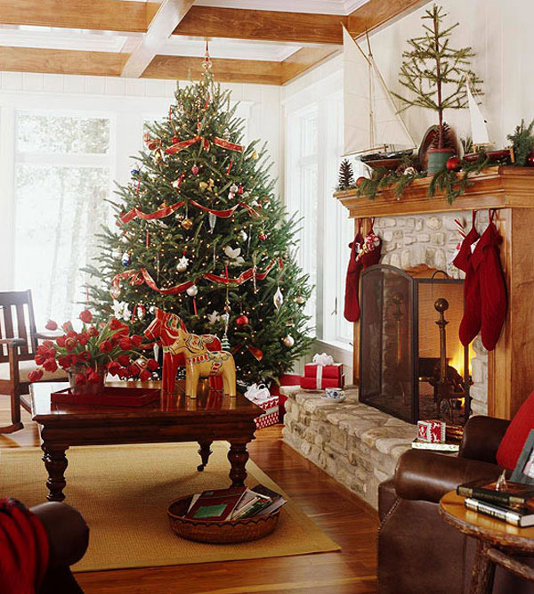 30 Cosy Christmas Living Room Decorating Ideas - Graveti