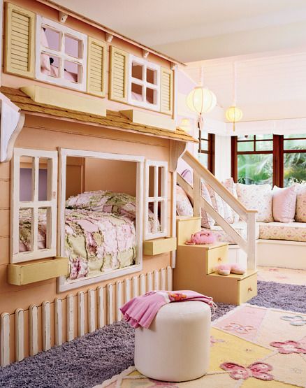 Cute bunk bed idea for a little girls room. | Cool kids bedrooms .