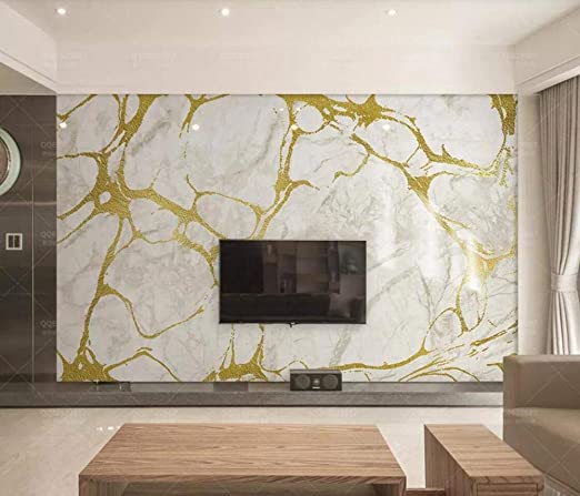 3D Wallpaper TV Wall Decor Sticker White Marble Texture Luxury .