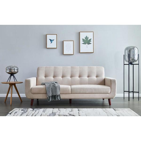 Harper & Bright Designs Beige Mid-Century Modern Fabric Sofa .