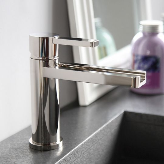 This Polished Chrome Powder Room Faucet is a beautiful focal point .