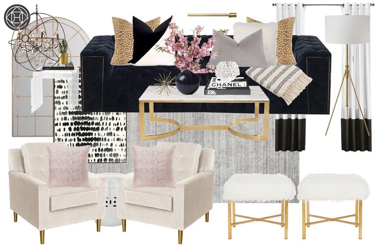 Contemporary, Glam Living Room Design by Havenly Interior Designer .