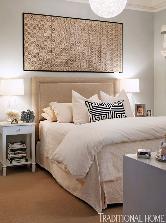 Neutral Bedroom with Japanese Screen - Interiors By Col