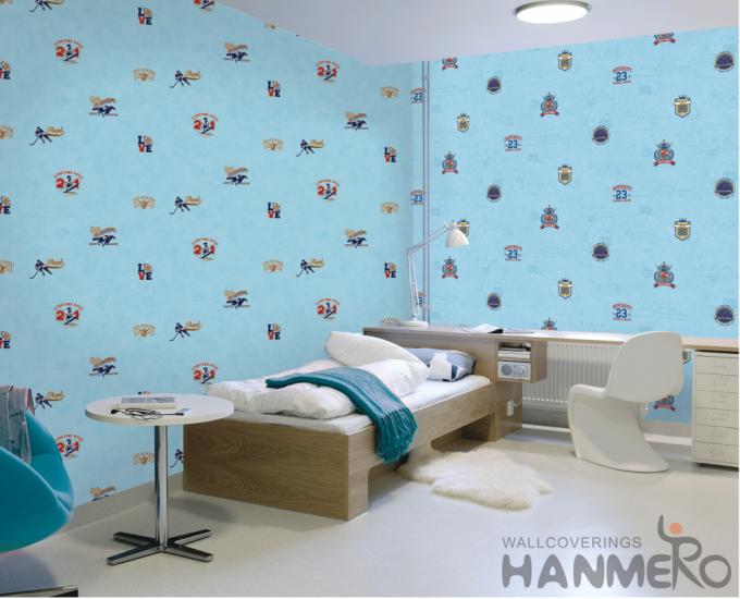 Blue Color Kids Bedroom Wallpaper English Letters Design .