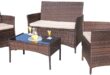 Amazon.com : Homall 4 Pieces Outdoor Patio Furniture Sets Rattan .