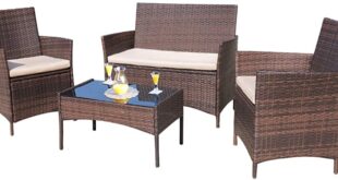 Amazon.com : Homall 4 Pieces Outdoor Patio Furniture Sets Rattan .