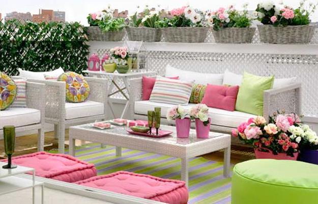 Bright Pink and Green Colors for Outdoor Home Decorating in .