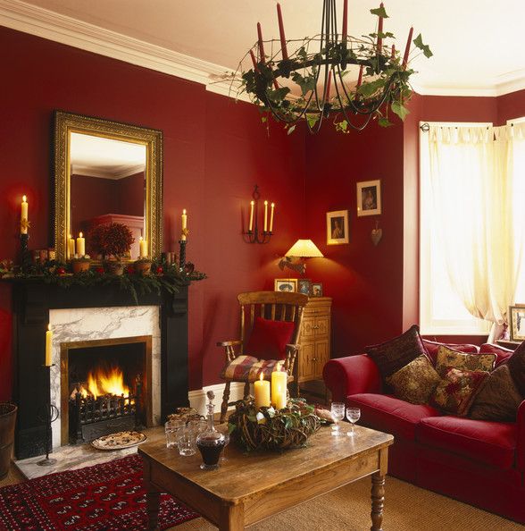 Red Living Room | Red living room decor, Burgundy living room .