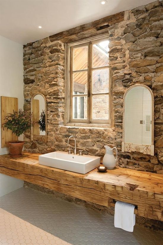 40 Rustic Bathroom Designs | Natural stone bathroom, Rustic .