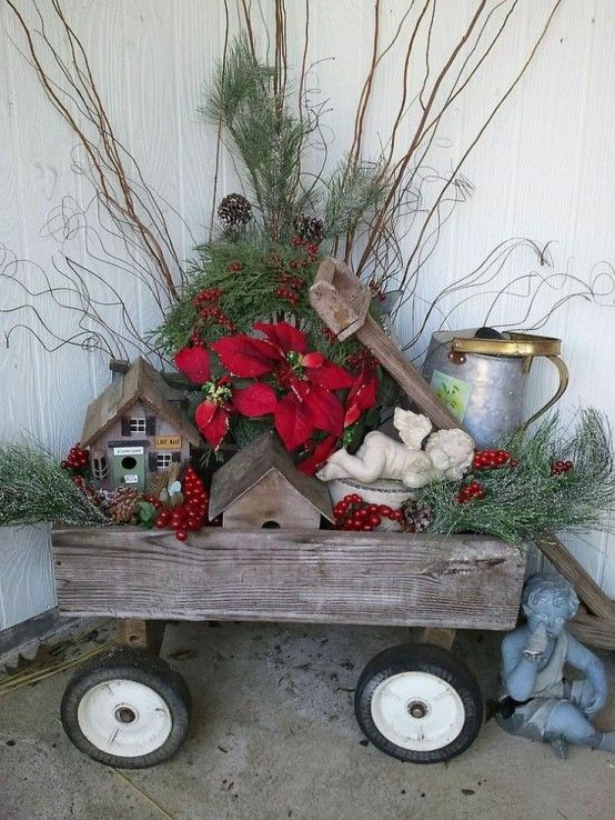 40 Comfy Rustic Outdoor Christmas Décor Ideas | Christmas floral .