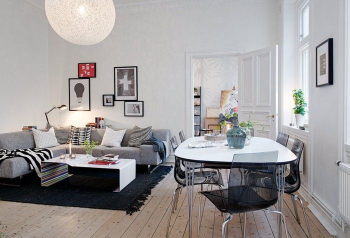 Swedish Apartment Boasts Exciting Mix of Old and New | Open space .