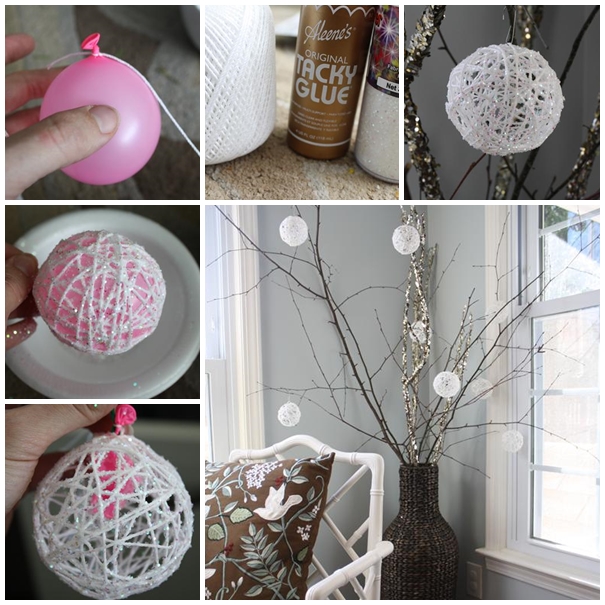DIY Christmas Glittery Snowball Ornaments | BeesDIY.c