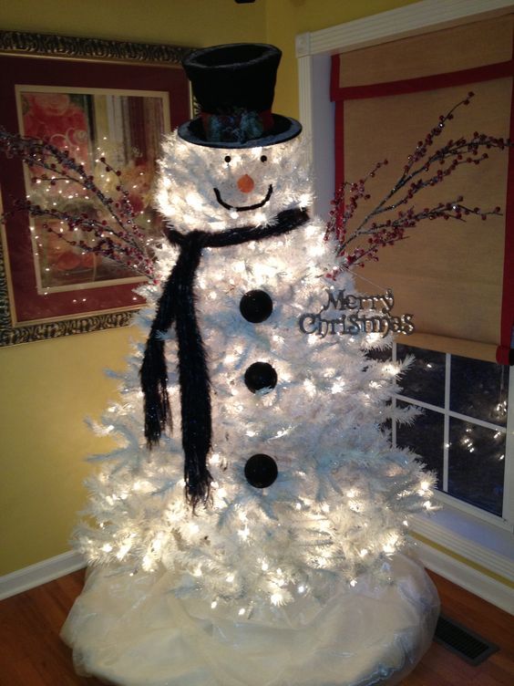 Clever White Christmas Tree Decorating Ideas | Snowman christmas .