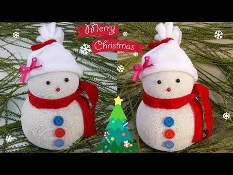 DIY Snowman|Making easy socks snowman|Christmas craft idea for .