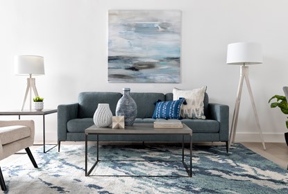 Aaron Steel Blue Sofa | Living Spac