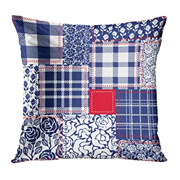 Amazon.com: Lichtion Throw Pillow Cover Print Blue White Red .